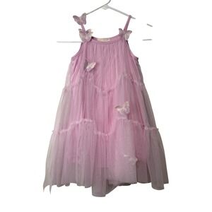 Truly Me Butterfly Tiered Tulle Fairy‎ Dress Kids 6 Lavender Pink 3D Applique